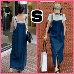 ロングワンピース デニム キャミ オーバーオール　スカート デニム キャンプ