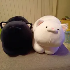 猫型ぬいぐるみ 黒白セット　ぽちゃぽちゃおキャット様