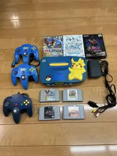 Nintendo 64 ピカチュウ本体セット コントローラー2台 ゲーム4本