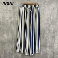 INGNI イング マルチストライプ柄 イージーワイドパンツ　ガウチョパンツ　F