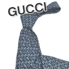 t*k様 70191 GUCCI シルクネクタイ　ネイビーロゴパターン　Bランク