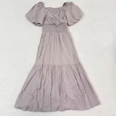 INGNI イング ワンピースM半袖フレアくすみピンク ラベンダー シャーリング