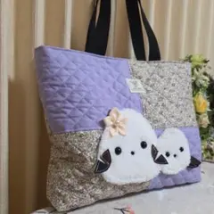 ●スクエアパッチ●親子もふもふシマエナガ トートバッグ ハンドメイド リバティ