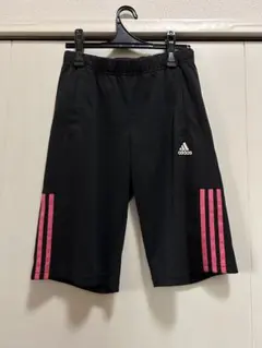 adidas 半ズボン 黒/ピンク 3本ライン 160サイズ