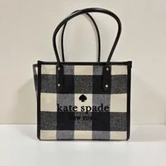 訳あり品 kate spade チェック柄 トートバッグ A4