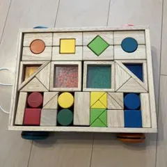 木製 積み木 知育玩具 カート付き