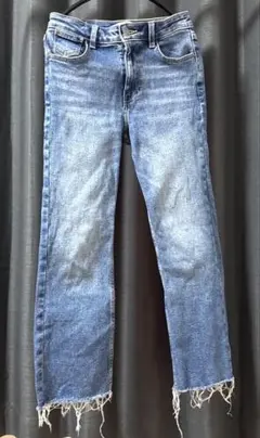 ZARA フリンジ裾デニムパンツ　フレアパンツ　M