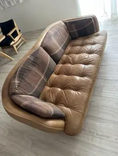 クラッシュゲート　オピアム　レザーソファ 背もたれクッション付き