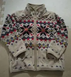 110サイズ 雪の結晶柄 フリースジャケット