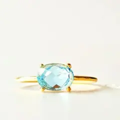 スカイブルートパーズリング　ティファニー　アガット　シエナ　ete