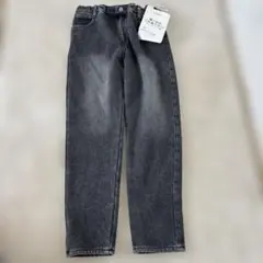 グレー デニム ストレートパンツ 150裏起毛綿100