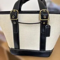 COACH アイボリー ブラック トートバッグ