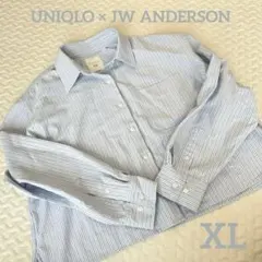 UNIQLOユニクロJW ANDERSONストライプ長袖シャツゆったりブルーXL