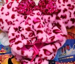 ディズニー　ミニー　ヒョウ柄　ファンキャップ　ピンク