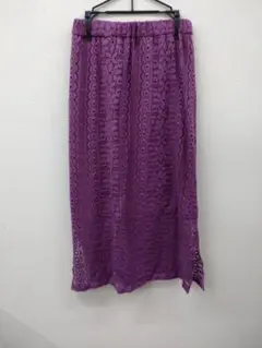 (12) SIMPLICITE 紫 レース模様 ロングスカート
