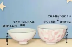 子供用うさぎ柄ご飯茶碗 ＆さくら柄ご飯茶碗小ぶりの大きさ ２個セット