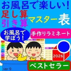 足し算 ポスター お風呂で楽しい！たしざんひきざんマスター表 計算ドリルのサムネイル