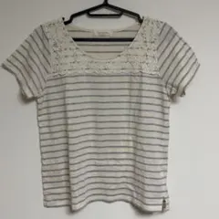 ショコラフィネローブ 半袖 シャツ Tシャツ レース ボーダーのサムネイル