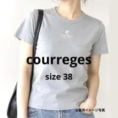 タグ付美品 クレージュ courreges 半袖Tシャツ ロゴ　グレー 38 M