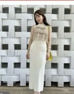 美品snidel✴︎Sustainableチュール&ノースリニットワンピース