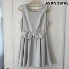 AS KNOW AS ノースリーブワンピース リボン グレー フリーサイズ