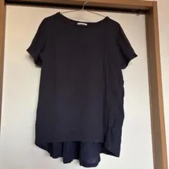 ネイビー 半袖Tシャツ ギャザー入りのサムネイル