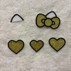 うちわデコパーツ ストーン 猫耳＋ハート 黄色