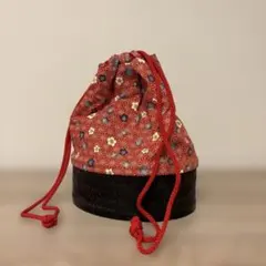 和装用巾着バッグ 赤色花柄