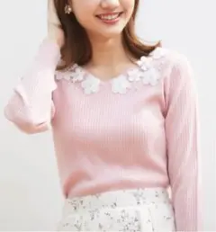 新品未開封＊トッコクローゼット　3Dフラワー　レース　ニットプルオーバー　コラボ