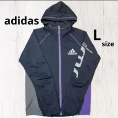 adidas アディダス ジップアップ パーカー ロゴプリント ジャージ L