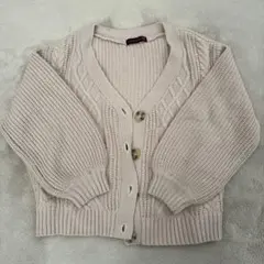 ベージュ ケーブル編み カーディガン