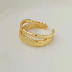 指輪 ゴールド ダブル ライン オープン リング レディース メンズ 新品