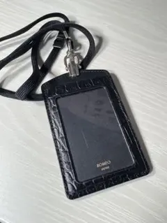 伊東屋 ROMEO ブラック クロコレザー パスケース