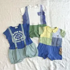 kid's zoo 70㎝　ロンパース　3点セット　水色
