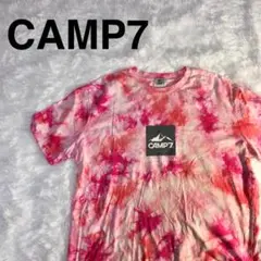 CAMP7 タイダイ柄 Tシャツ Uネック ピンク系 Lサイズのサムネイル