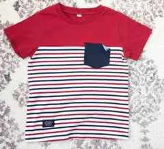 美品　赤と白のストライプ Tシャツ 120サイズ