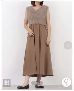 アルシーヴ archives レースUPフェザーベストマーメイドキャミワンピース