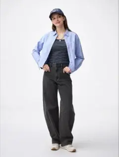 GU　バレルレッグジーンズ L 丈長め