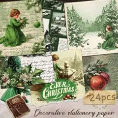 ♡ビクトリア風 クリスマス素材 23枚入 5.9インチ♡コラージュ素材