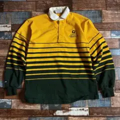 RUGBY WEAR 刺繍ロゴ ラガーシャツ M カレッジ風ゆるダボメンズ古着