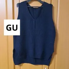 GU ネイビー Vネック ベスト