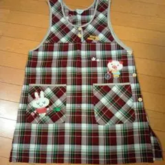 保育士　チェック柄エプロン M-Lサイズ