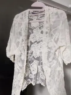 ホワイト レースカーディガン