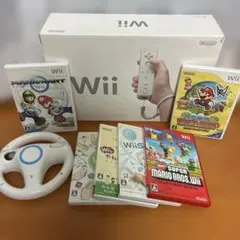 Nintendo Wii 本体+ソフト6本+Wiiハンドルのすぐ遊べるセット
