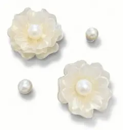 メリアフラワー パール付きジビッツ シューズアクセサリー 4個セットのサムネイル