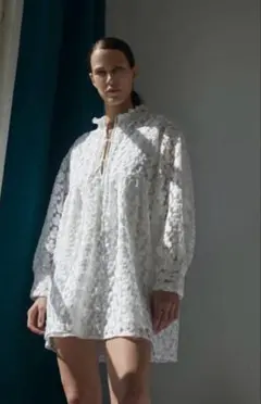 【雑誌掲載人気商品】ZARA ストラクチャー入り　花柄　刺繍　ワンピース