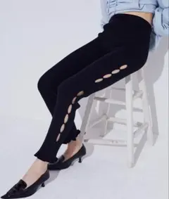 SORIN Cotton Cashmere Eyelet レギンス　ブラック