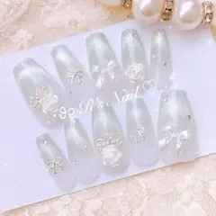 ネイルチップ マグネット フレンチガーリー ワンホン 量産型 韓国 バレリーナ