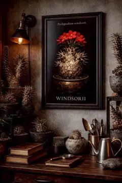 パキポディウム ウィンゾリー 額入りポスター 　塊根植物 コーデックス