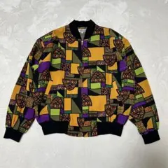 80s 90s バブル 幾何学模様 ジップアップジャケット パワーショルダー